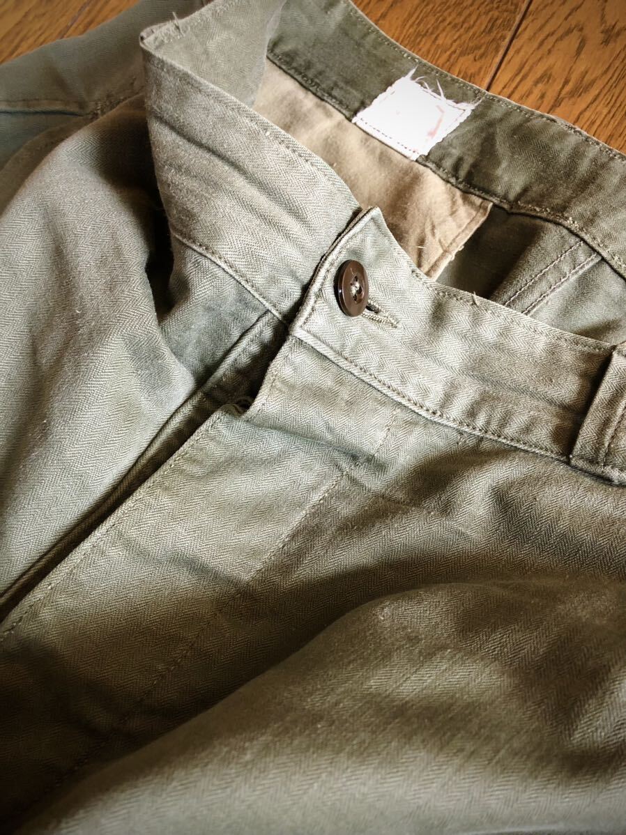 [ fine quality cloth ]m47 latter term cotton France army French military cargo pants Vintage Vintage herringbone 