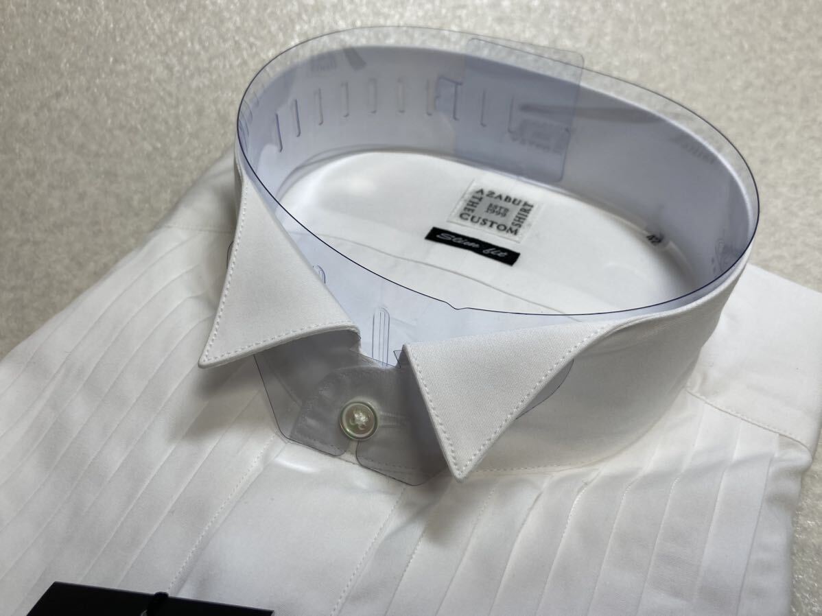 新品　麻布テーラー（日）　フォーマルシャツ４２　白無地ポプリン　定価１．４万円