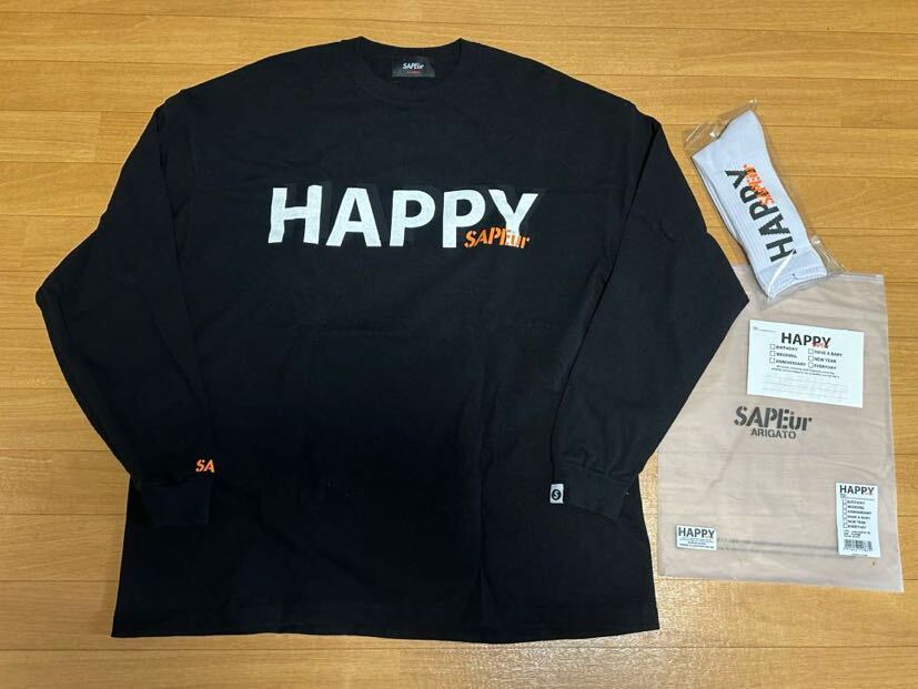 SAPEur EVERYDAY HAPPY L/S TEE & SOX（サプール デニム ペインター パンツTシャツ パーカー コラボ 限定ロッドマン Supreme ロンTロドマンの画像1