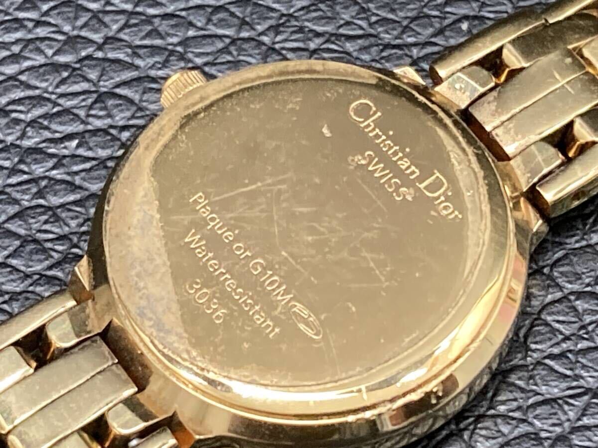 1円 Christian Dior クリスチャンディオール 3036 ゴールド クオーツ レディース 腕時計の画像7