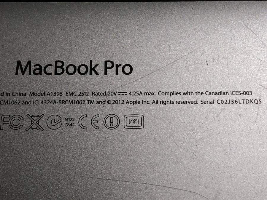 Apple MacBook Pro Retina Mid2012 A1398 macOS　Core i7 2.70GHz 16GB 768GB(SSD)■現状品_画像4