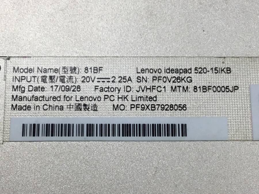 lenovo 81BF0005JP ideapad 520-15IKB　Core i5 8250U 1.60GHz 4GB ■現状品_画像4