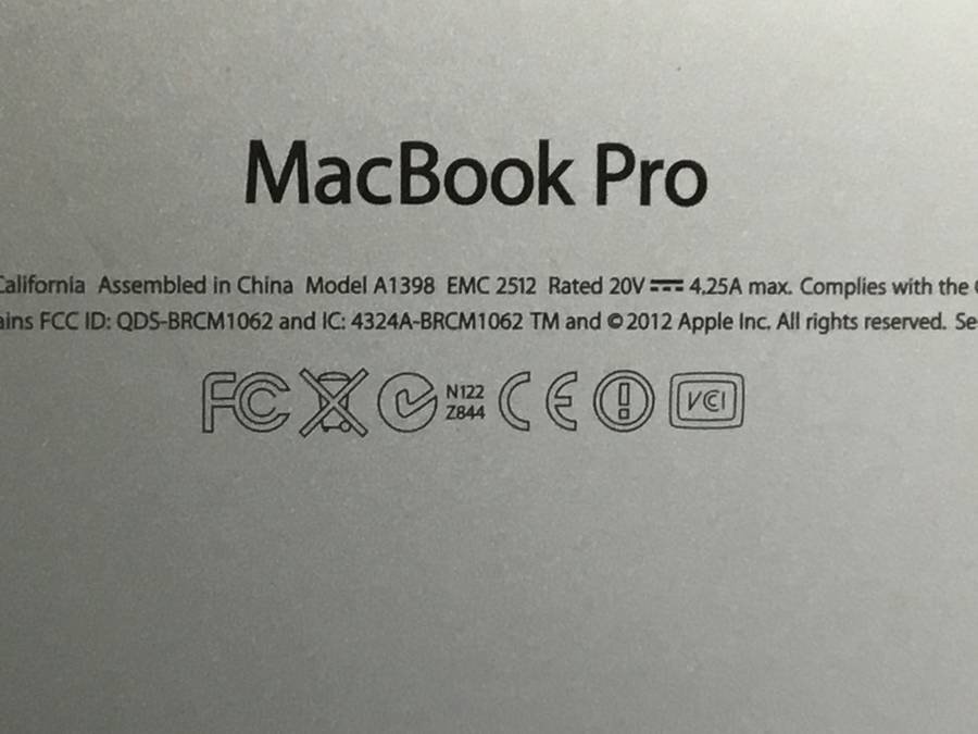 Apple MacBook Pro Retina Mid2012 A1398 macOS Core i7 2.30GHz 16GB 256GB(SSD)■現状品の画像4