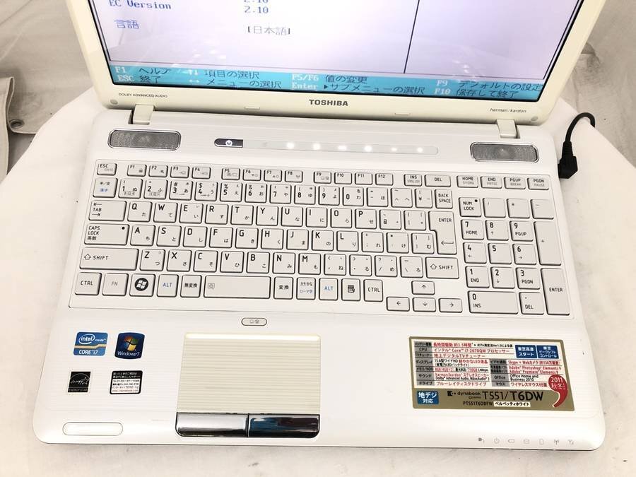 TOSHIBA PT551T6DBFW Qosmio T551/T6DW Core i7 2670QM 2.20GHz 8GB 750GB■現状品の画像5