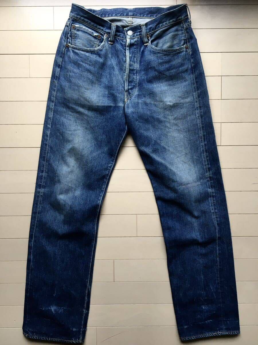 【47モデル革パッチ】濃紺 片面 501XX 32×32 40-50年代 リーバイス オリジナル LEVIS ビッグE 506XX 507XX 557 558 501 66 505_画像1