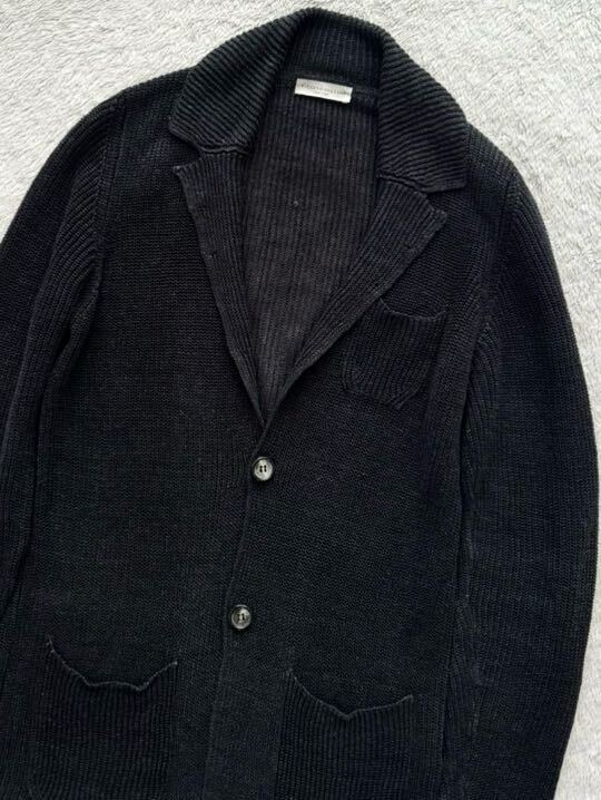  spring summer roberto collina size46 Italy made linen knitted jacket black men's cardigan ro belt collie na charcoal black 