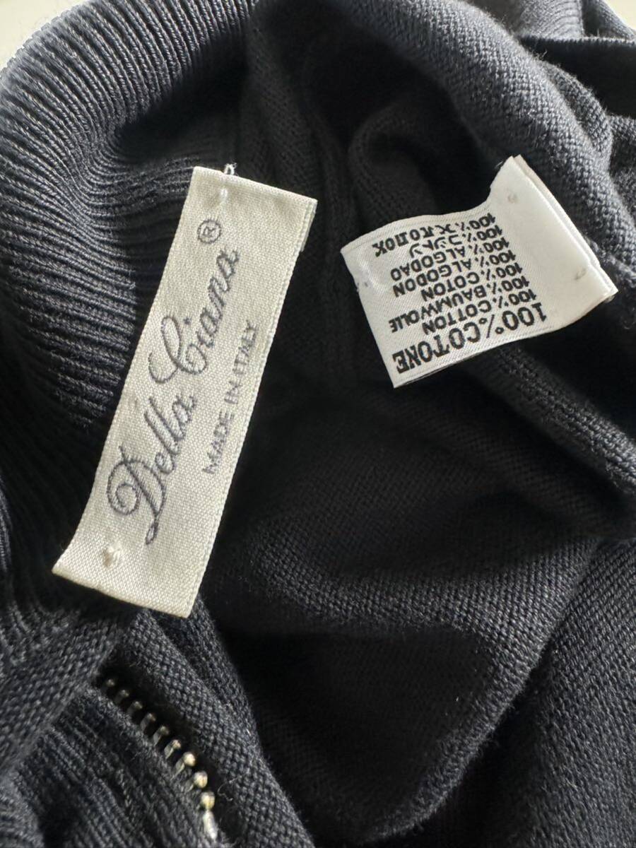 Della Ciana size48 Италия производства хлопок Zip выше свитер мужской темный темно-синий темно синий tela Cheer -na хлопок свитер 