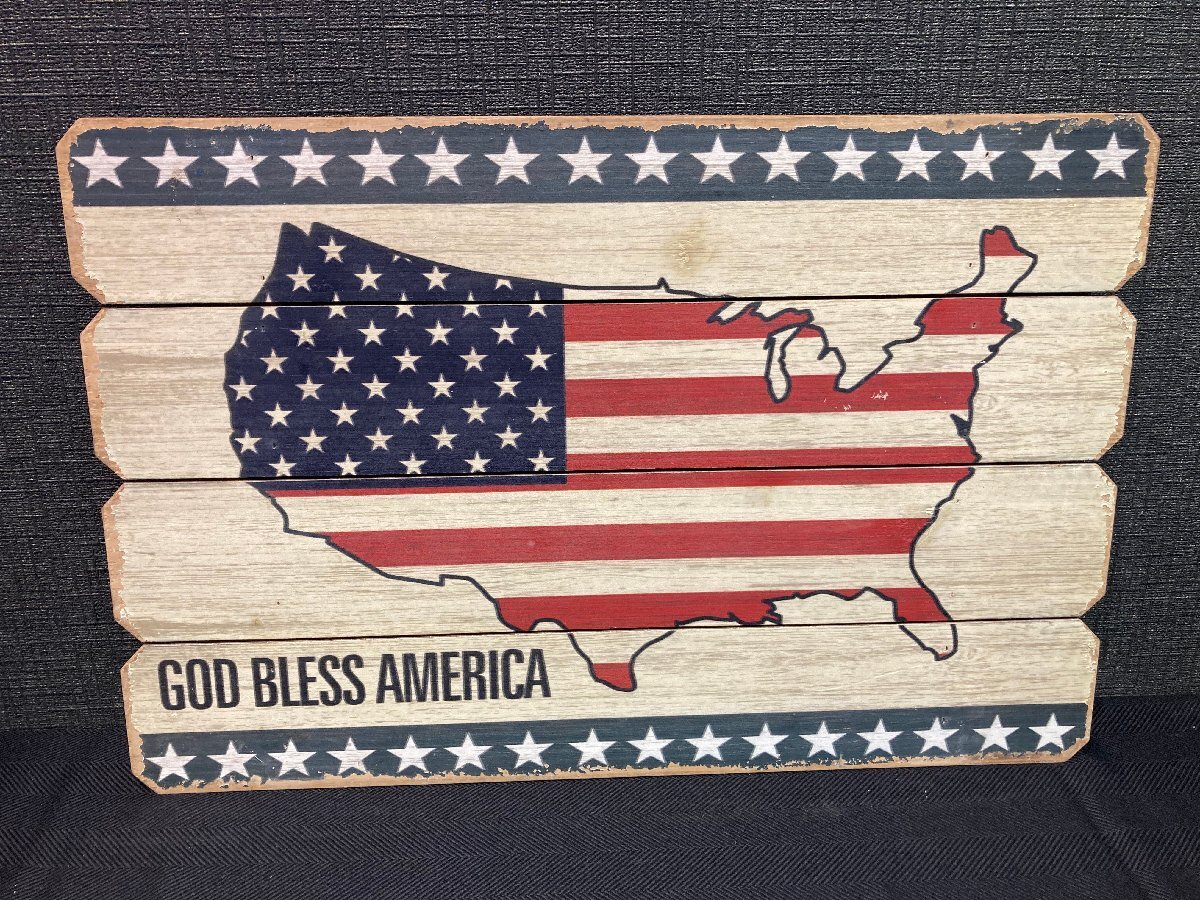 アメリカ ヴィンテージ　木製看板　GOD BLESS　神の祝福　インテリア　②_画像1