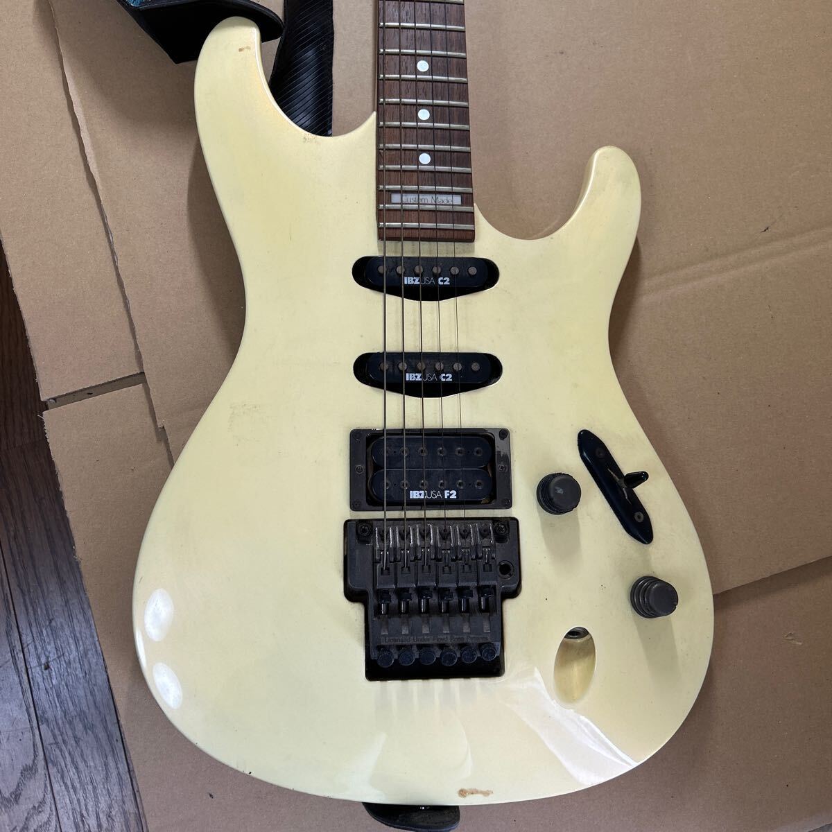 通電OK ジャンク品 Ibanez アイバニーズ エレキギター IBZUSA C2 F2 custom made in japan 日本製 new ideas for todays musicians 41211yの画像2