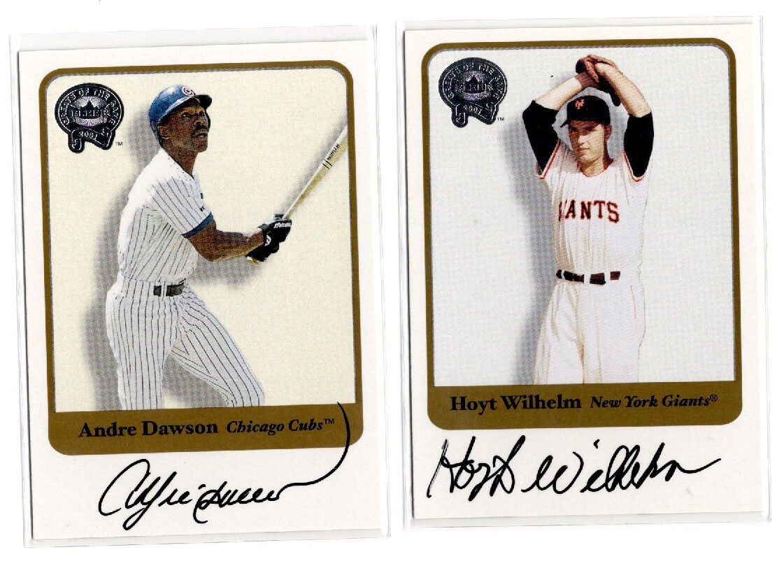 2001 FLEER GREATS OF THE GAME Autographs ANDRE DAWSON &HOYT WILHELM 直筆サインカード 2枚セット　新品ミント状態品_画像1