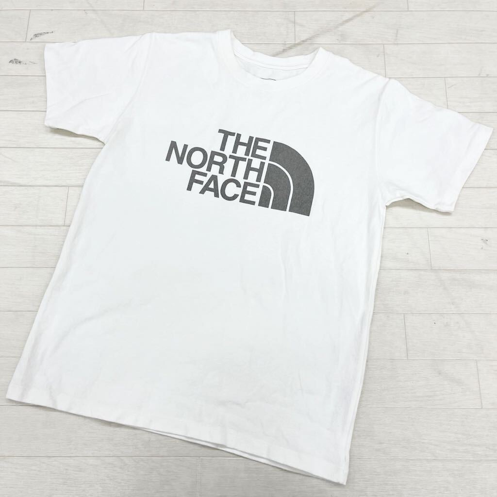 1412◎ THE NORTH FACE ザ ノースフェイス トップス Tシャツ カットソー 半袖 クルーネック ビック ロゴ プリント ホワイト メンズM_画像1