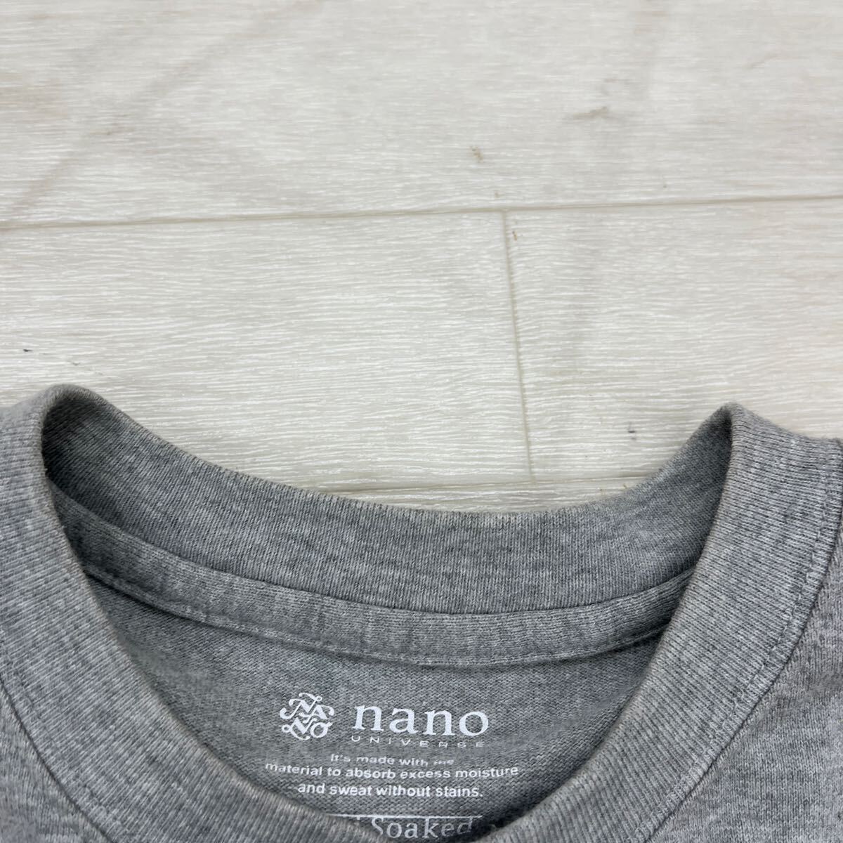 1409◎ nano univers ナノユニバース トップス ヘンリーネック Tシャツ ハーフボタン 半袖 無地 カジュアル グレー メンズL_画像4