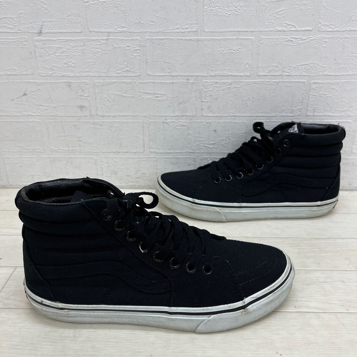 1408◎ VANS バンズ 靴 シューズ ハイカット スニーカー フラットソール レースアップ カジュアル ブラック メンズ25.5_画像4