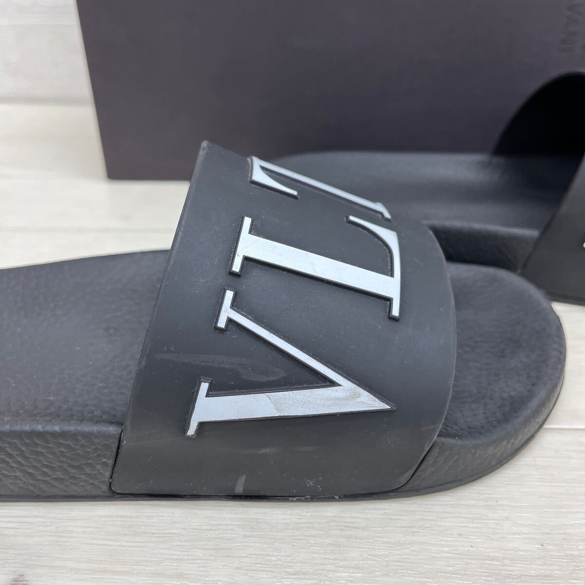 新 棚上 6 箱付き ◎ VALENTINO GARAVANI ヴァレンティノ ガラヴァーニ 靴 サンダル オープントゥ ブラック メンズ41_画像7