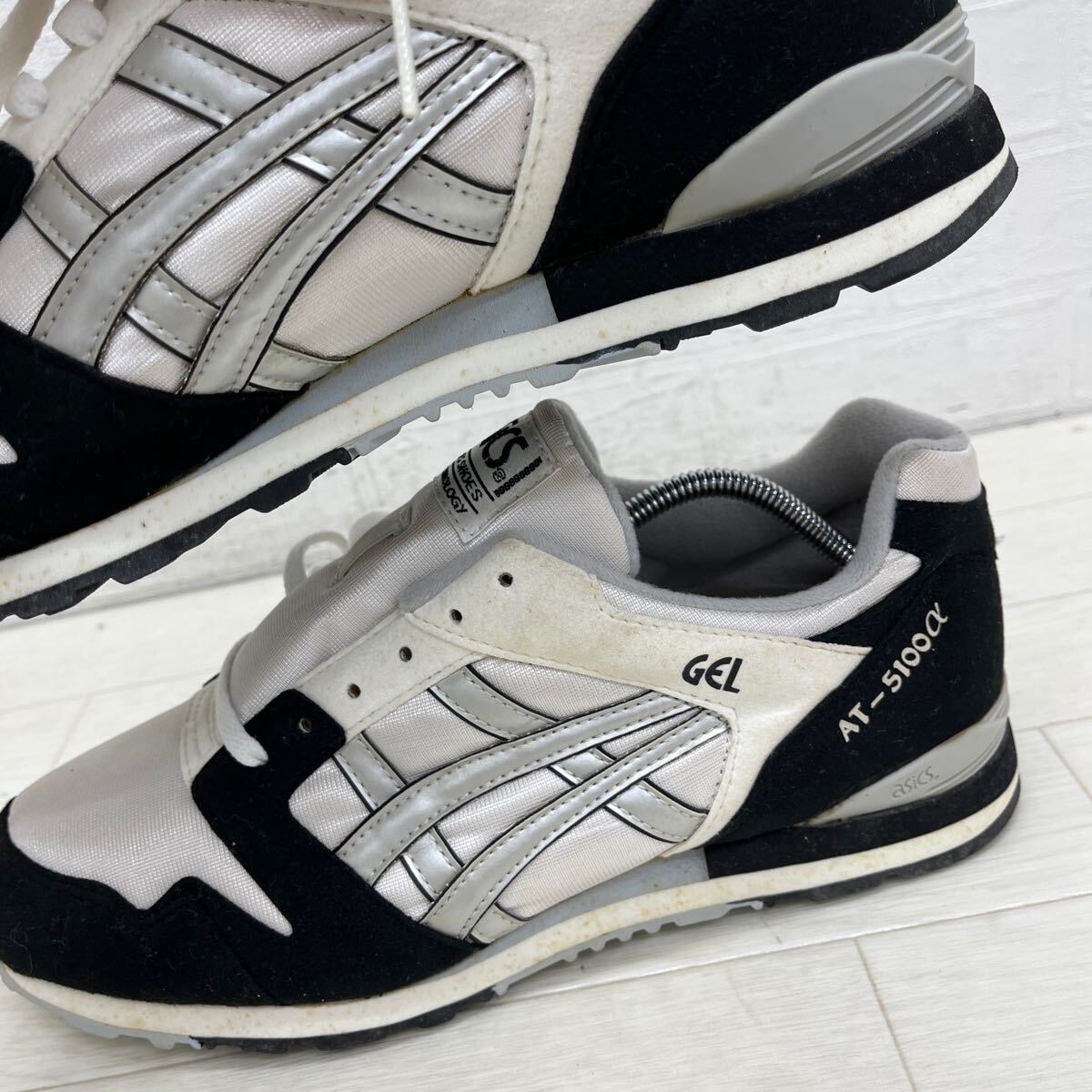 1410◎ 90s 希少 asics AT 5100α GEL アシックス 靴 シューズ スニーカー ローカット ブラック ホワイト メンズ28.0_画像10