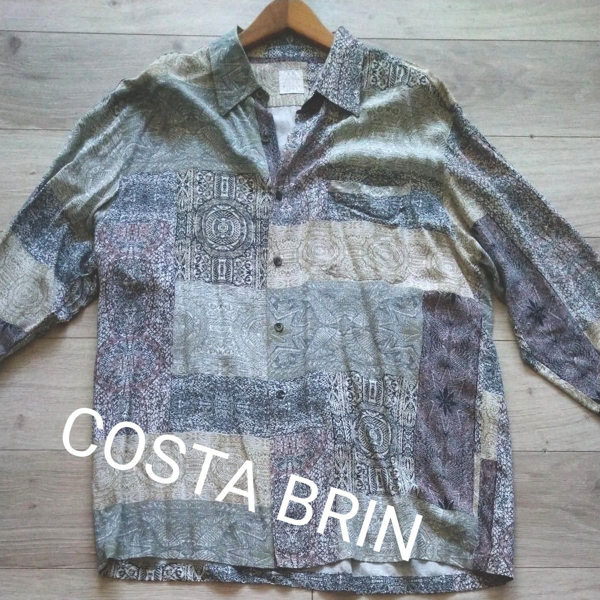 イタリー製生地 COSTABRIN【コスタブラン】 総柄 古着 90s メンズ シャツ L レギュラー古着1点物