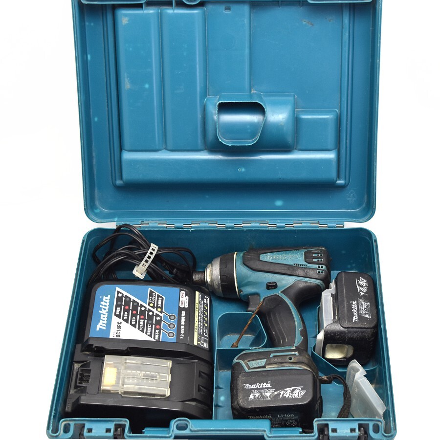 1円 ◇ 中古 makita マキタ インパクトドライバ 充電式 コードレス 4モード 14.4V TP131DRPX バッテリー×2◇