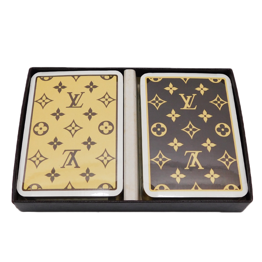 1円 ■ 新品同様 ルイヴィトン トランプ モノグラム柄 ブラウン系×イエロー系 紙 LOUIS VUITTON ■E.Biur.tI-08の画像1