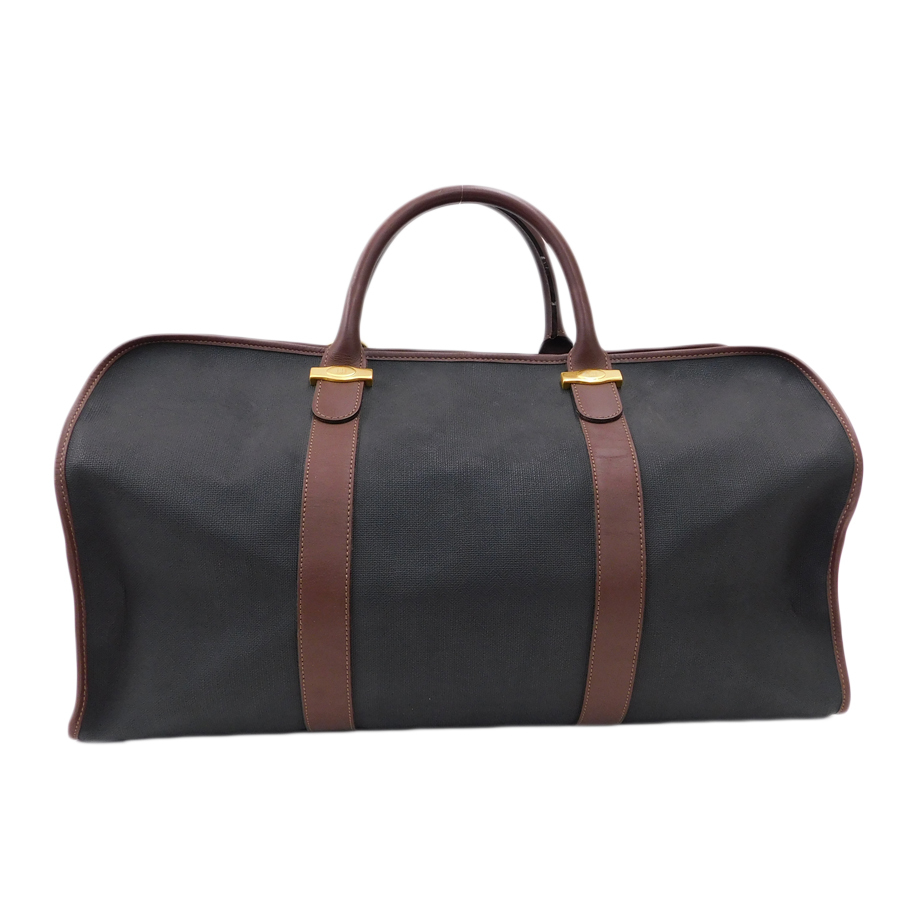 1 иен # превосходный товар Dunhill сумка "Boston bag" PVC× кожа оттенок черного × оттенок коричневого мужской бизнес DUNHILL #E.Bir.eC-03