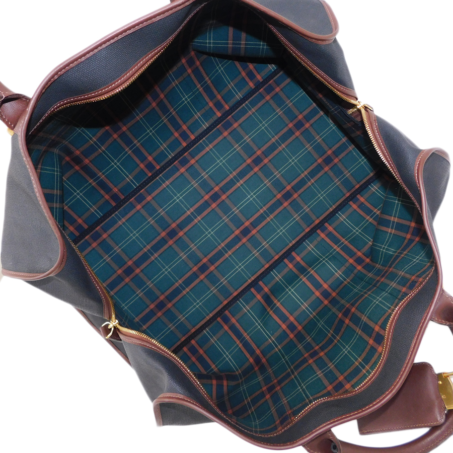 1 иен # превосходный товар Dunhill сумка "Boston bag" PVC× кожа оттенок черного × оттенок коричневого мужской бизнес DUNHILL #E.Bir.eC-03