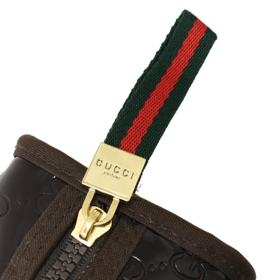 1円 ◆美品 GUCCI グッチ ポーチ 小物入れ コスメ 化粧 GG ビニール ブラウン ノベルティ◆E.Bssl.oT-01の画像8