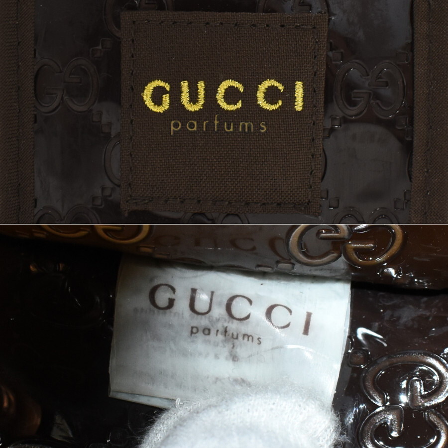 1円 ◆美品 GUCCI グッチ ポーチ 小物入れ コスメ 化粧 GG ビニール ブラウン ノベルティ◆E.Bssl.oT-01の画像9