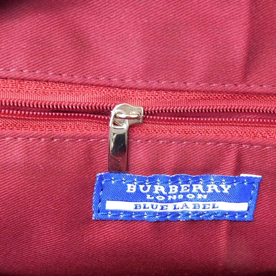 1 иен # Burberry Blue Label ручная сумочка парусина × кожа оттенок черного × оттенок белого BURBERRY #E.Bugl.tI-12