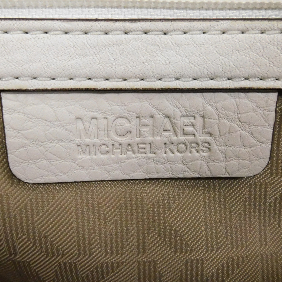 1円 ■ 美品 マイケルコース 2WAYバッグ ホワイト系 レザー 無地 シンプル 小さめ MICHAEL KORS ■E.Bmm.hP-12_画像8