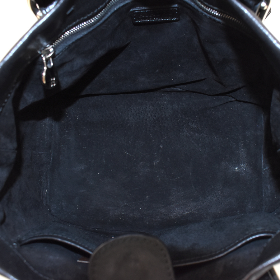 1 jpy *HIROFU Hirofu shoulder tote bag shoulder .. Mini bag leather black silver metal fittings *L.Blmm.zE-12*
