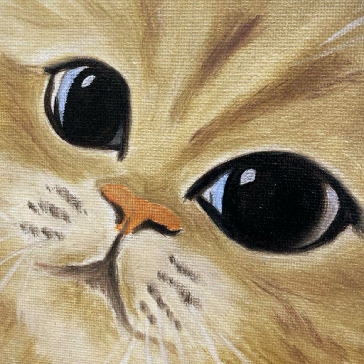 油絵　原画　ねこ　猫　猫ちゃん　油彩画　インテリア　アップ　手書き　ねこちゃん　にゃんこ