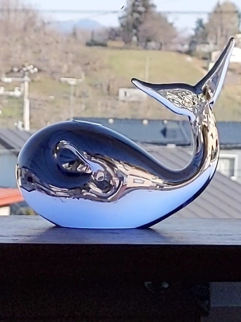 ムラーノ  ガラス　Murano Glass  Vincezo Nason作　クジラ　ガラスディスプレイ