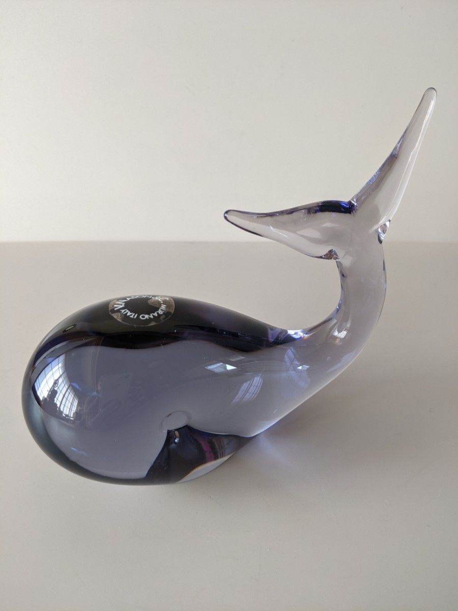 ムラーノ  ガラス　Murano Glass  Vincezo Nason作　クジラ　ガラスディスプレイ