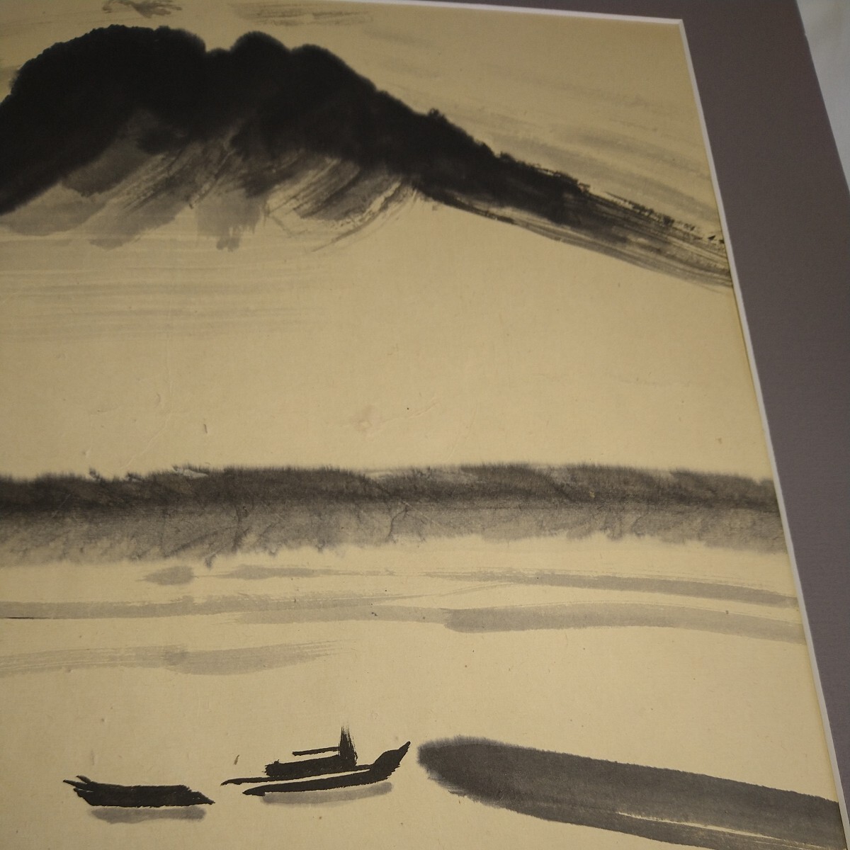 a-1459*[ genuine work ] water ink picture scenery Mt Fuji autograph equipped frame amount size length 67.5cm width 52.5cm paper .* condition is in the image please confirm 