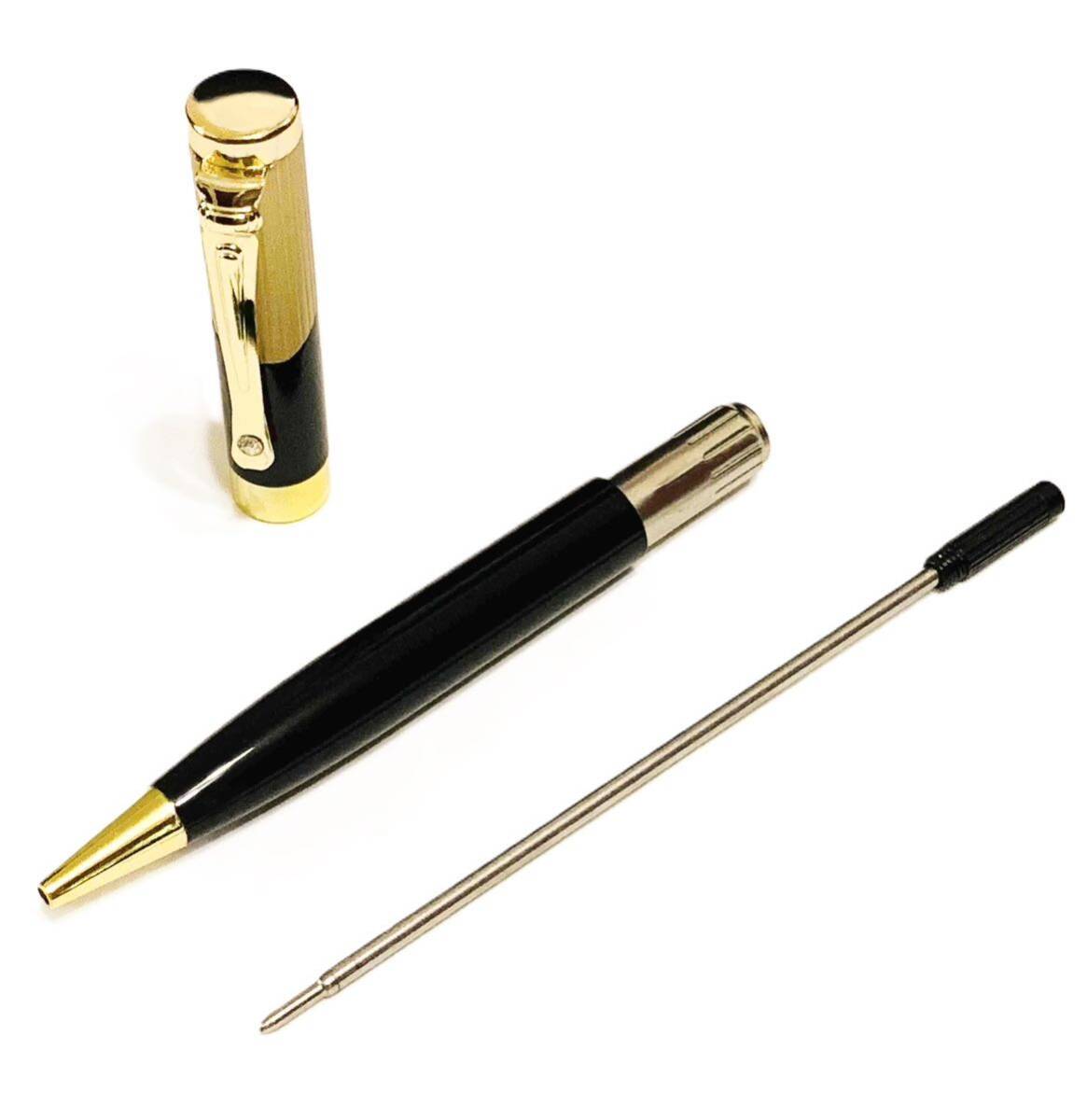 【送料無料】ブラック＆ゴールド ボールペン ツイスト式 クロス規格 未使用新品 レフィール付の画像9