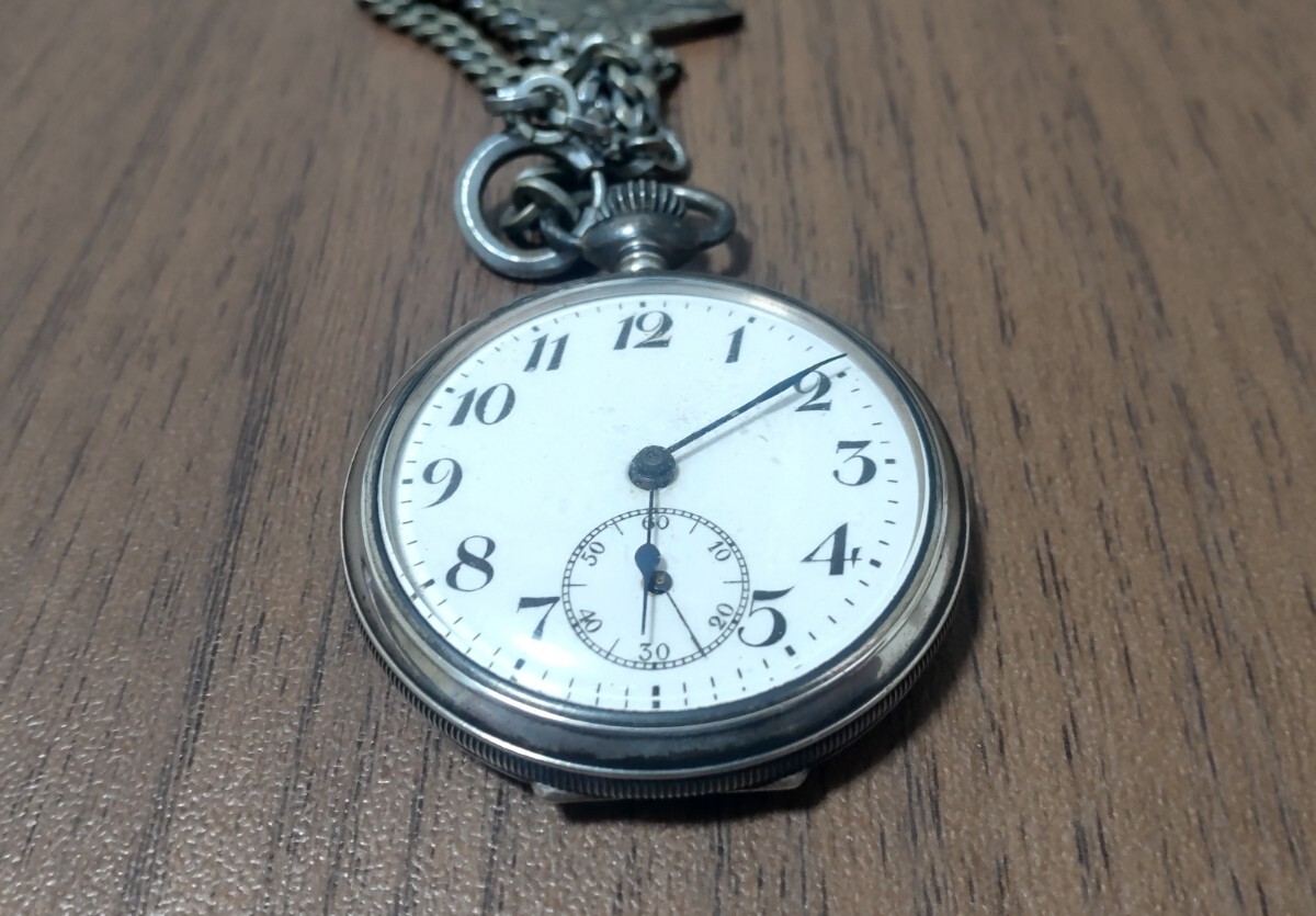 銀無垢 SKS 戦中 戦前 スモセコ 手巻き 懐中時計 稼働品