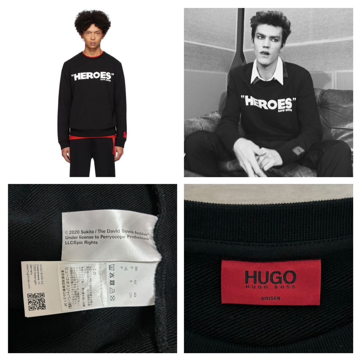 限定 美品■HUGO BOSS デヴィッド ボウイ■HEROES スウェット S 黒 ブラック Hugo Black Boss Loves Bowie Edition Heroes Sweatshirt_画像10