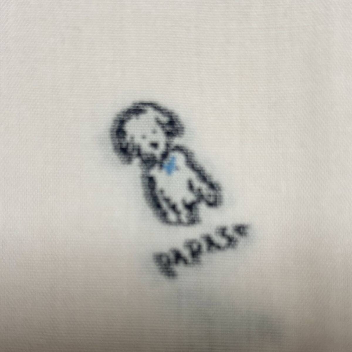 美品■PAPAS パパス■犬柄 刺繍 Dog ロゴ ボタンダウン シャツ LL 薄ピンク 日本製 半袖 BD_画像8
