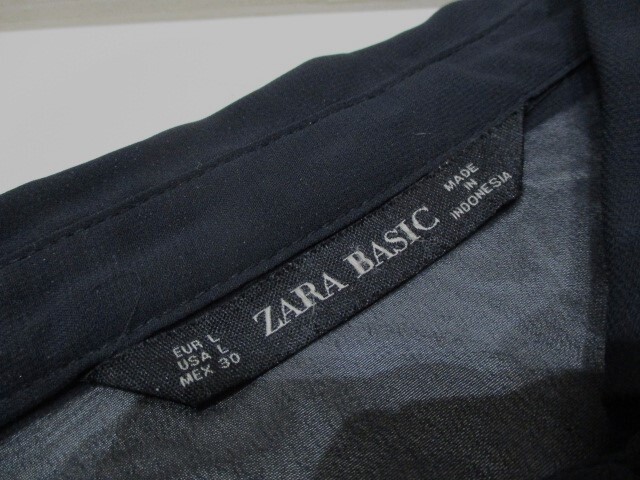 ザラ ZARA BASIC シースルーブラウス 黒 サイズL 送料無料の画像2