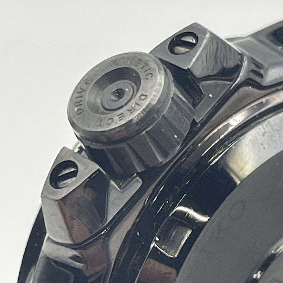 E177-SK10-608 ◎ SEIKO セイコー KINETIC キネティック メンズ腕時計 5D44-0AG0 自動巻き デイト ブラック文字盤 フェイス約40mm 稼働 ①の画像8