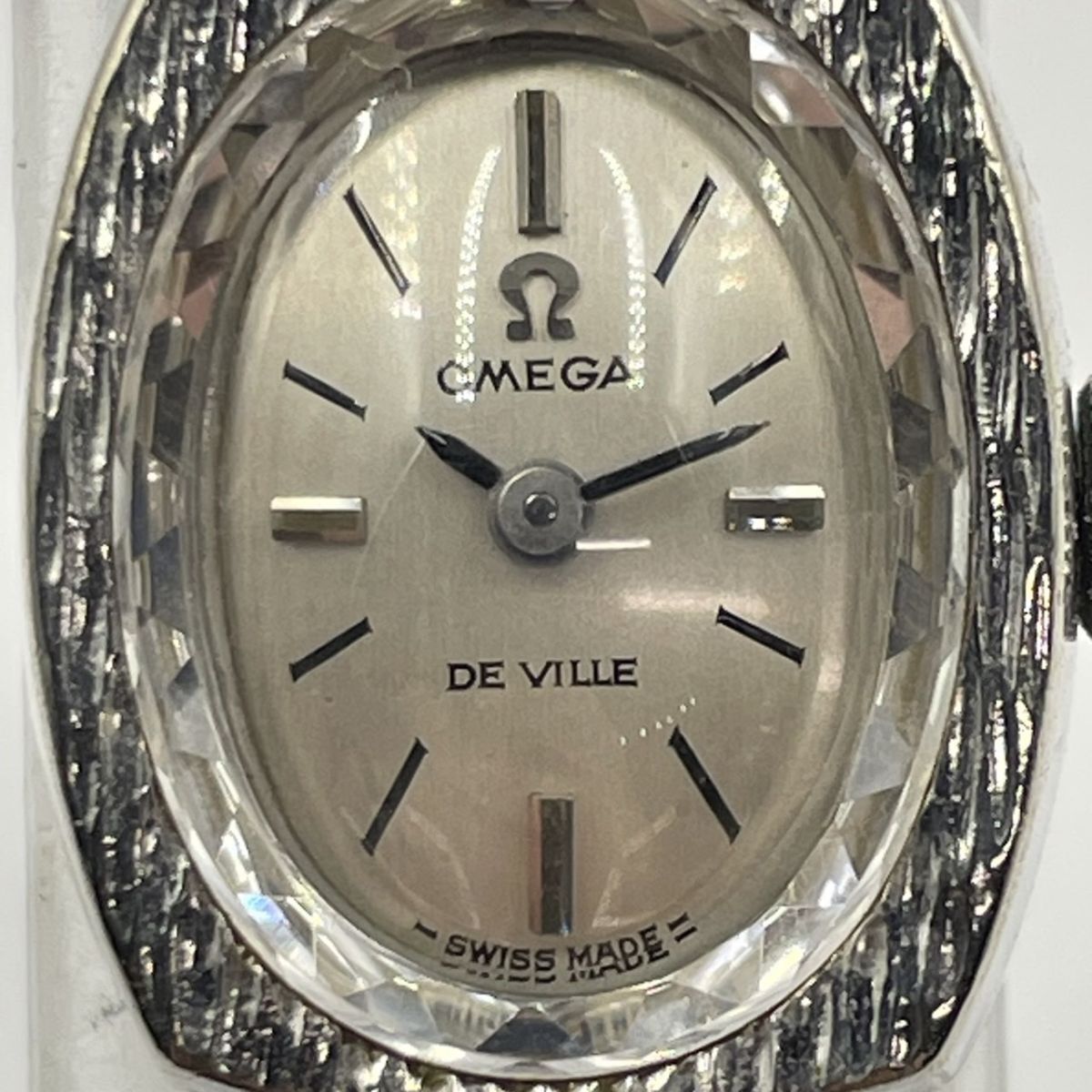 E153-ST10-179 ◎ OMEGA オメガ DE VILLE デビル レディース腕時計 手巻き オバール シルバー文字盤 アナログ フェイス約12mm 稼働 ①の画像1