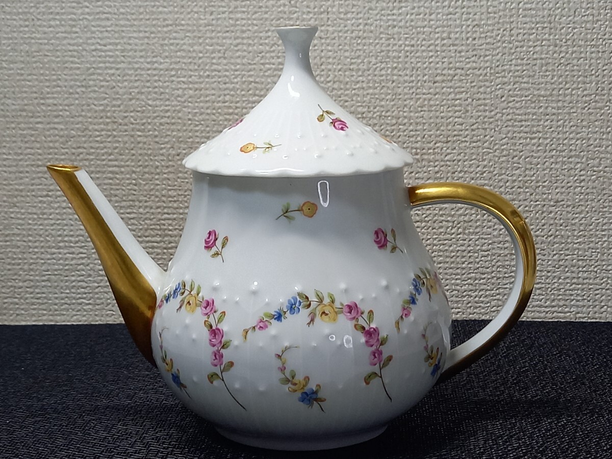 41408 Georges Boyer LIMOGES Barcarole ティーポット ジョルジュ ボワイエ リモージュ バルカローレ 花柄 金彩の画像2