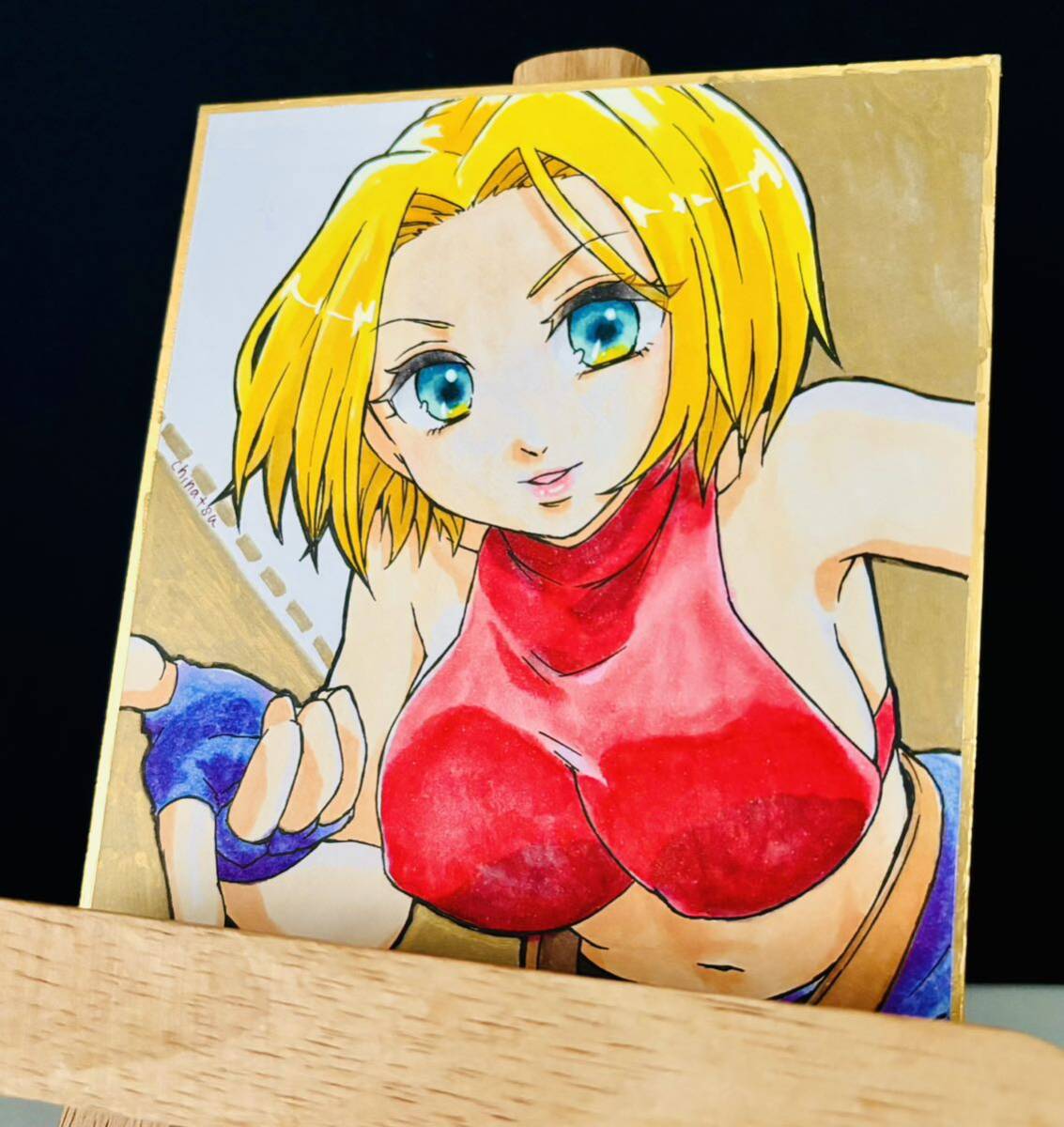 同人手描きイラスト KOF ブルーマリー ミニ色紙の画像2