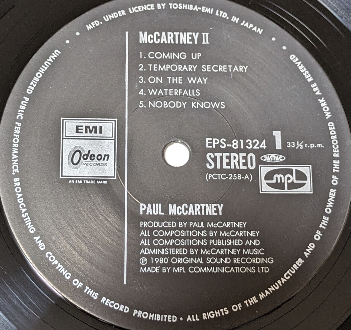 【LPレコード/ジャケット等無いです！】PAUL MCCARTNEY/ ポール・マッカートニー/ McCartney II / EPS-81324/【同梱歓迎】_画像2