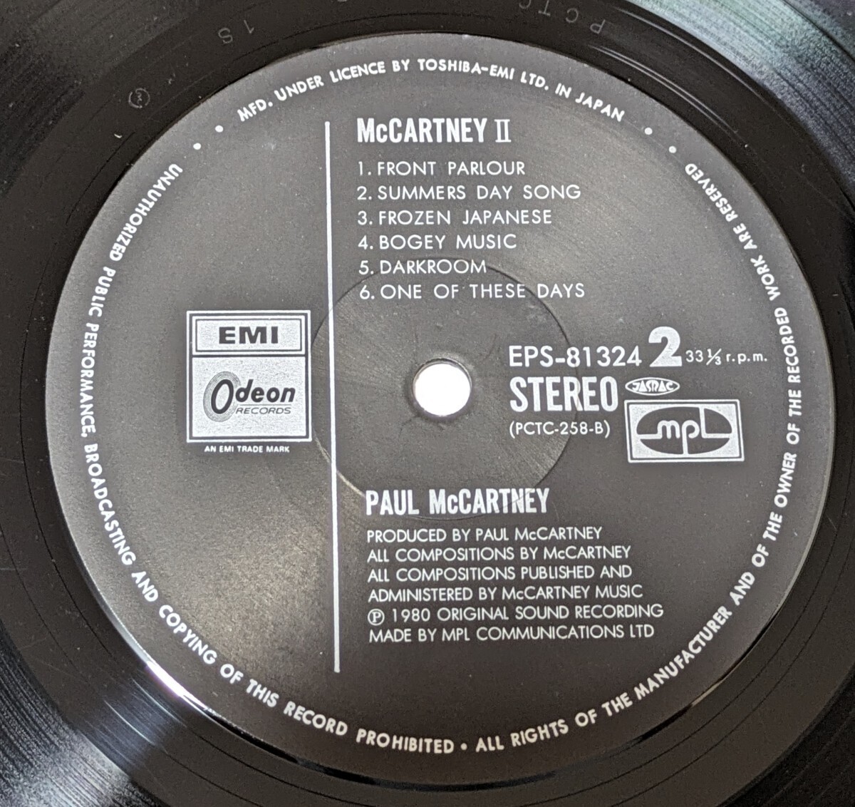 【LPレコード/ジャケット等無いです！】PAUL MCCARTNEY/ ポール・マッカートニー/ McCartney II / EPS-81324/【同梱歓迎】_画像4