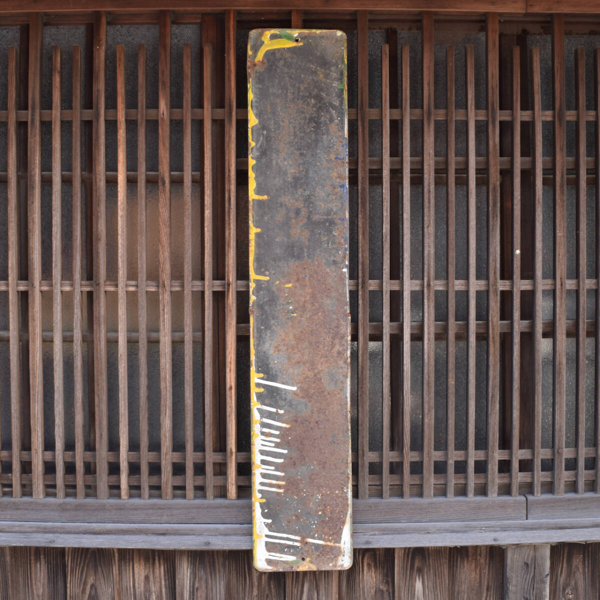 ［長期保管/中古品］当時物 ホーロー看板「清酒 男魂 岡村吟醸 縦121cm 横22cm #2」オトコタマシ 岡村酒造 検：企業物 店頭看板_画像2