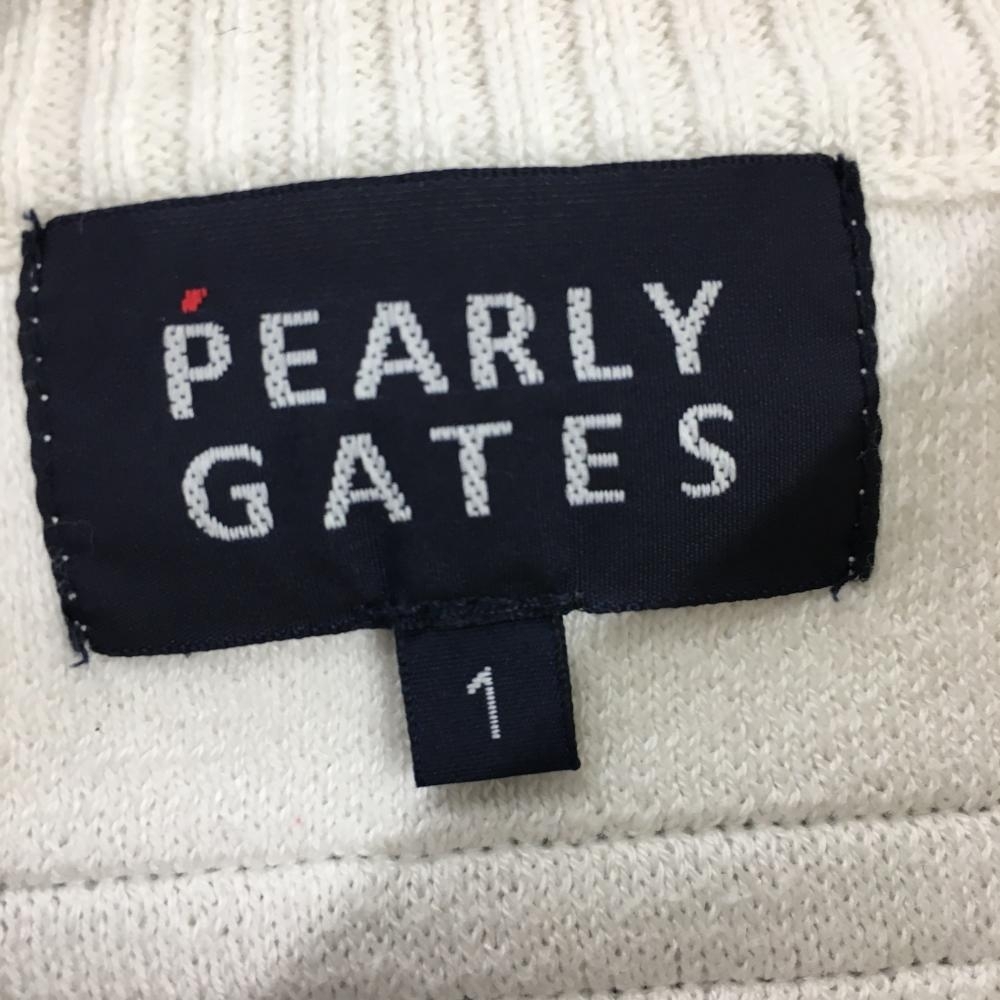 パーリーゲイツ セーター 白×ネイビー ニット 袖一部ボーダー アクリル混 レディース 1(M) ゴルフウェア PEARLY GATES_画像4