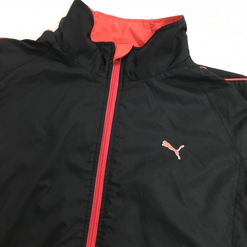 プーマ 2WAYジャケット 黒×ピンク ハイネック 袖着脱可 裏地付き メンズ M ゴルフウェア PUMA_画像3