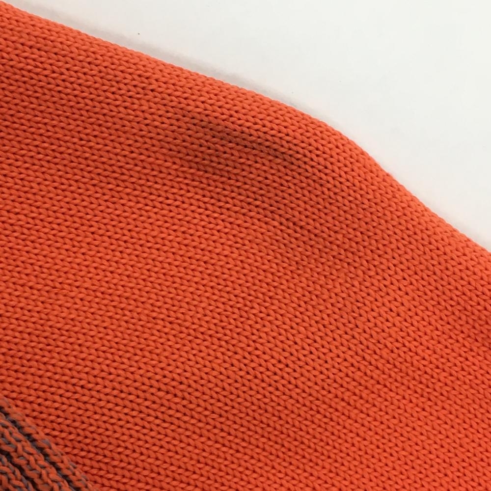 [ прекрасный товар ] Le Coq вязаный блузон orange × белый полный Zip мужской LL Golf одежда le coq sportif