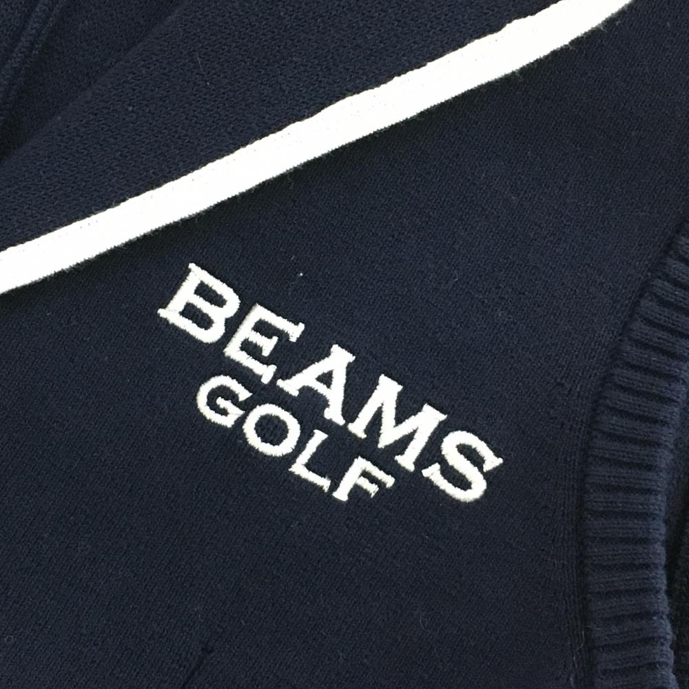 【超美品】ビームスゴルフ ニットベスト ネイビー×白 金ボタン レディース M ゴルフウェア 2021年モデル BEAMS GOLF_画像3