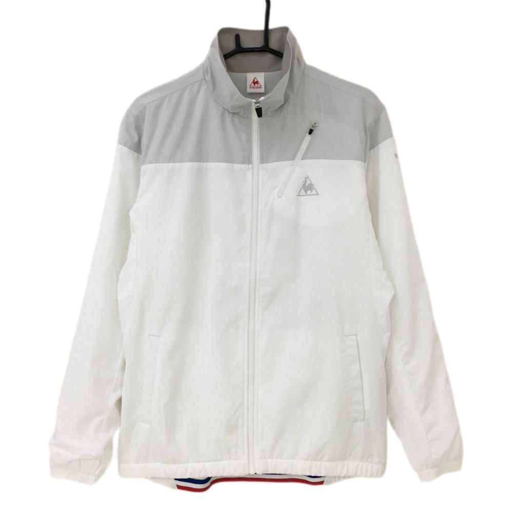 ルコック ジャケットブルゾン 白×グレー フルジップ 裏起毛 メンズ L ゴルフウェア le coq sportif_画像1